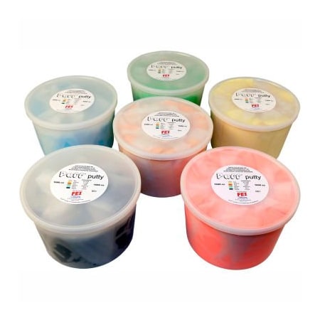 Fabrication Enterprises Puff LiTE Color-Coded Exercise Putty, 1600cc, Set of 6 10-1446